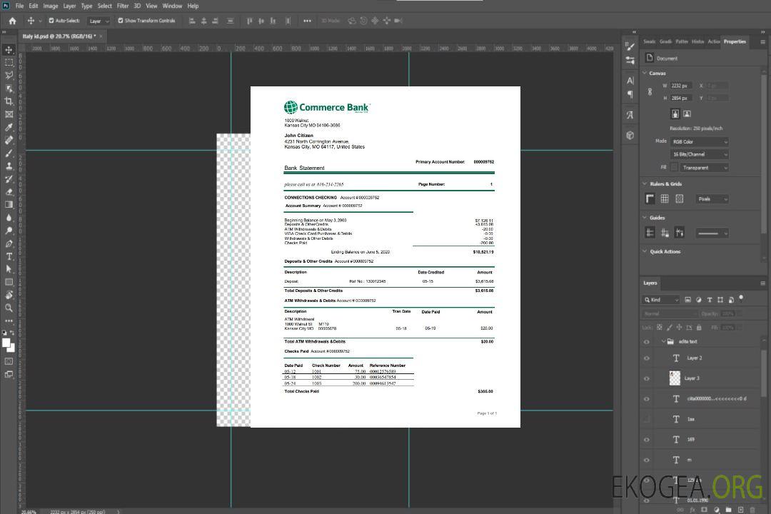Modèle de relevé de preuve d'adresse de la banque USA Commerce au format Word et PDF template Modèle de relevé de preuve d'adresse de la banque USA Commerce au format Word et PDF template
